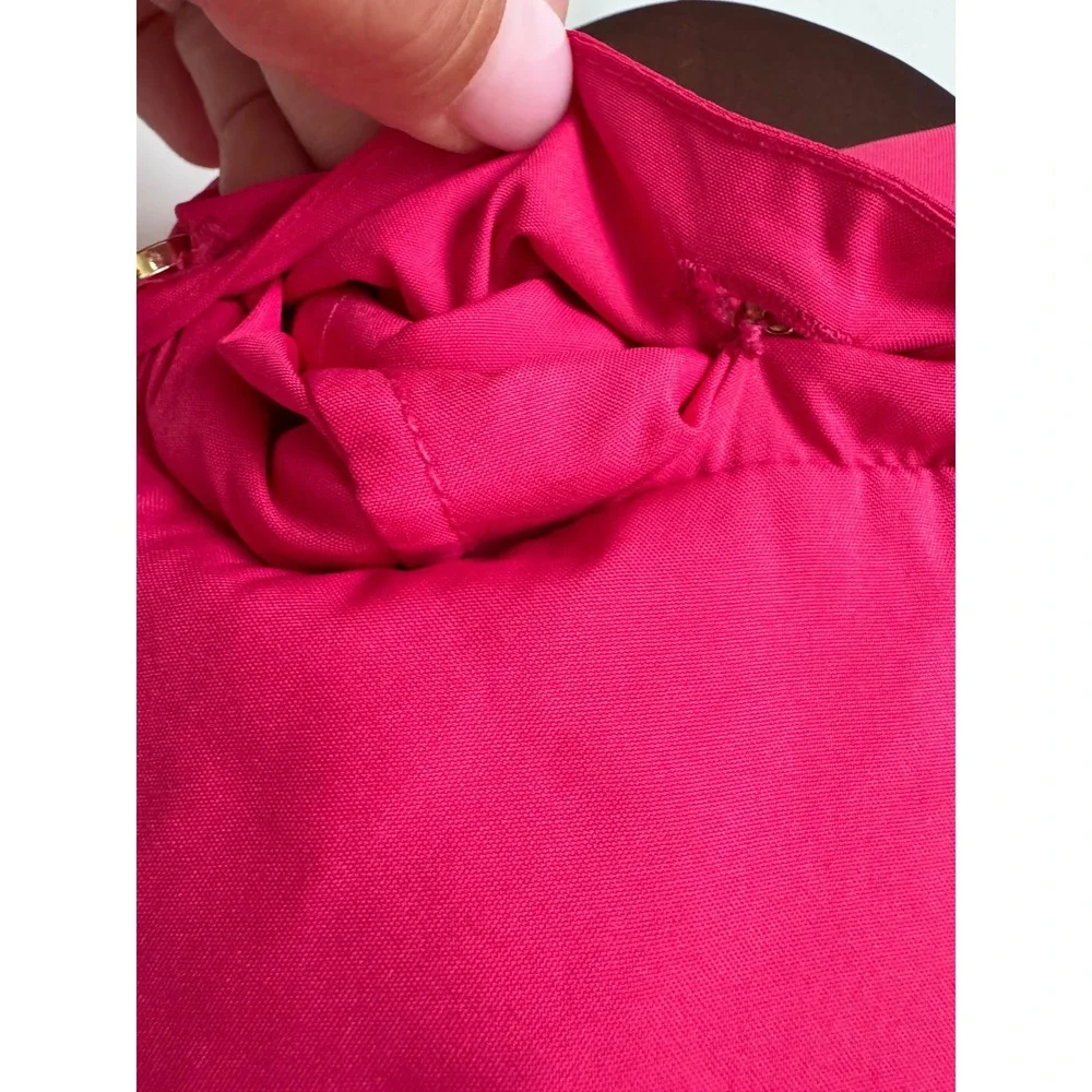 Kate Spade Girls Hot Pink Peplum Jacket Bow Rain Hooded Girls 10 Preppy Chic lux